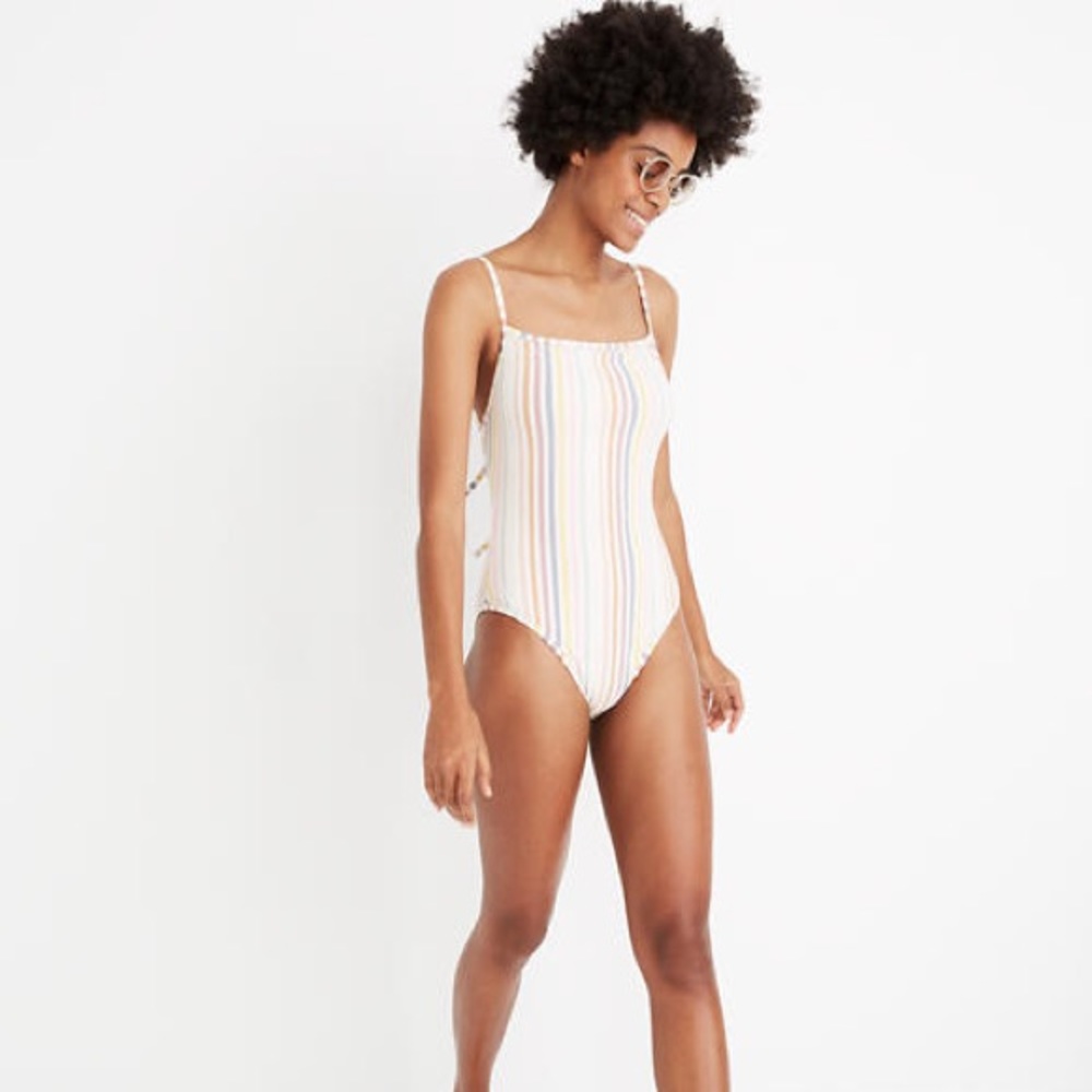 Madewell Seersucker Stripe One Piece Swimsuit